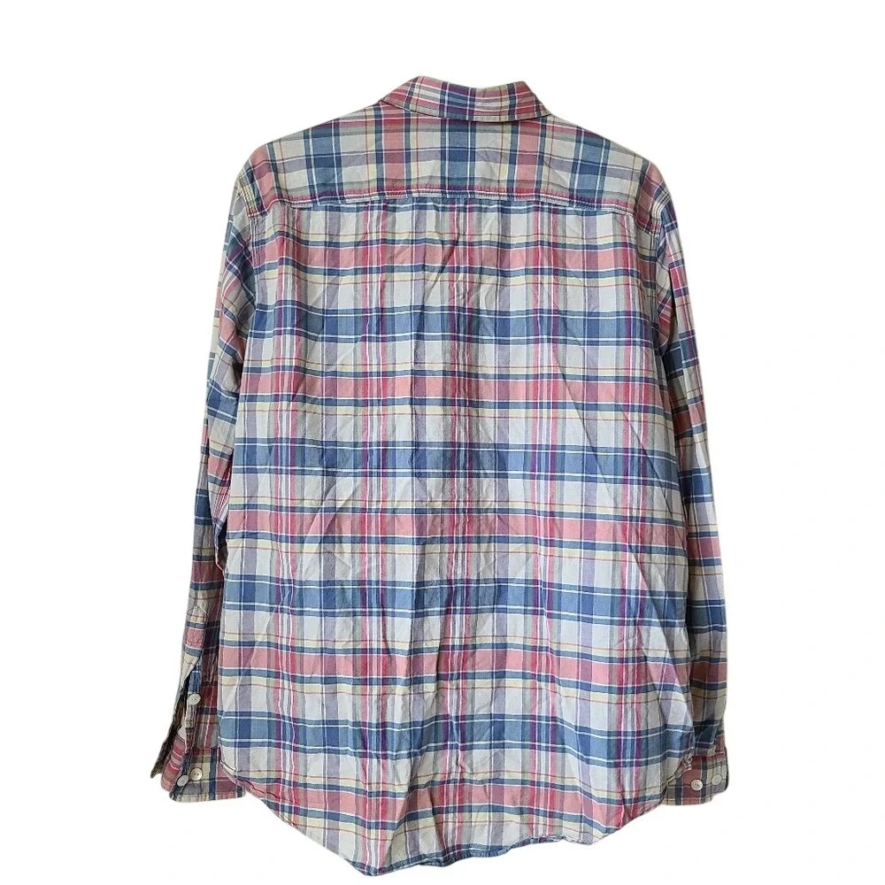 Polo Ralph Lauren Blue Plaid Button Up Long Sleeve Shirt L Classic Oxford Preppy